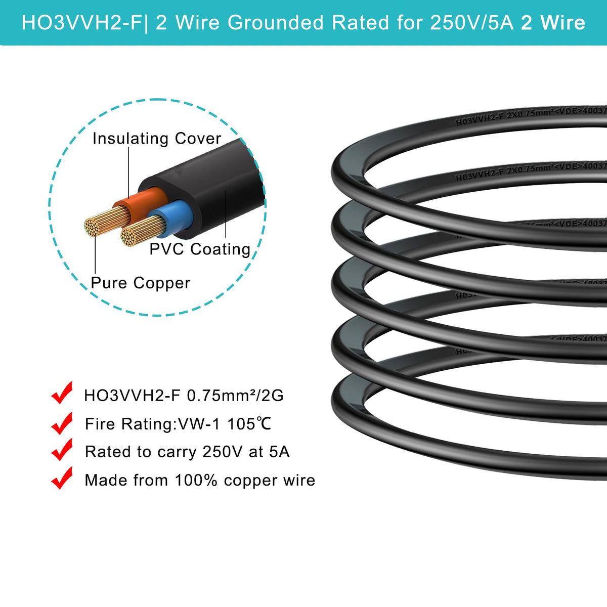TV power cable 3M, 2 Pin Mains Power Lead Fig Figure 8 UK Power Cable, IEC320C7 to BS 1363 C7 Figure 8 Power Lead compatible with Samsung LG Philips Toshiba TV/Printer/PS4/PS3/PS5…