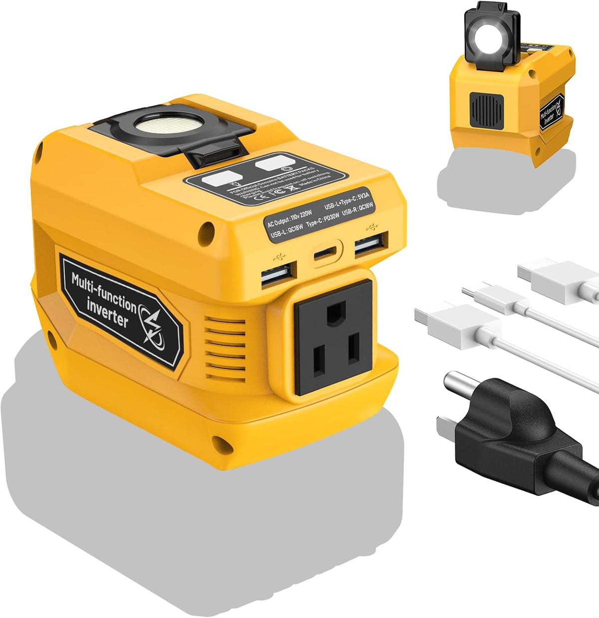 Azocek 220W Power Inverter Compatible with Dewalt 20V Battery