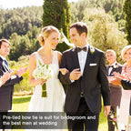 URAQT Men Pre-Tied Solid Satin Bow Tie, Adjustable Formal Bowtie