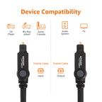 Amazon Basics Toslink Optical Audio Cable for Sound Bar, Home Theatre, 1 m, Black