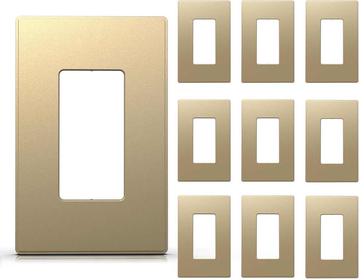ELEGRP 2-Gang Screwless Decorative Wall Plates, Mid-Size 4.88" height x 4.94" length Unbreakable Thermoplastic Faceplate Cover for Decorator Receptacle Outlet & Switch, UL Listed (5 Pack, Matte White)