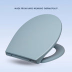 AQUALONA® Premium Thermoplastic Toilet Seat Soft Close Hardwearing Seat with Two Button Hinge Release D Shaped Easy to Clean Simple Installation Top and Bottom Fittings (Blue - D Shape)