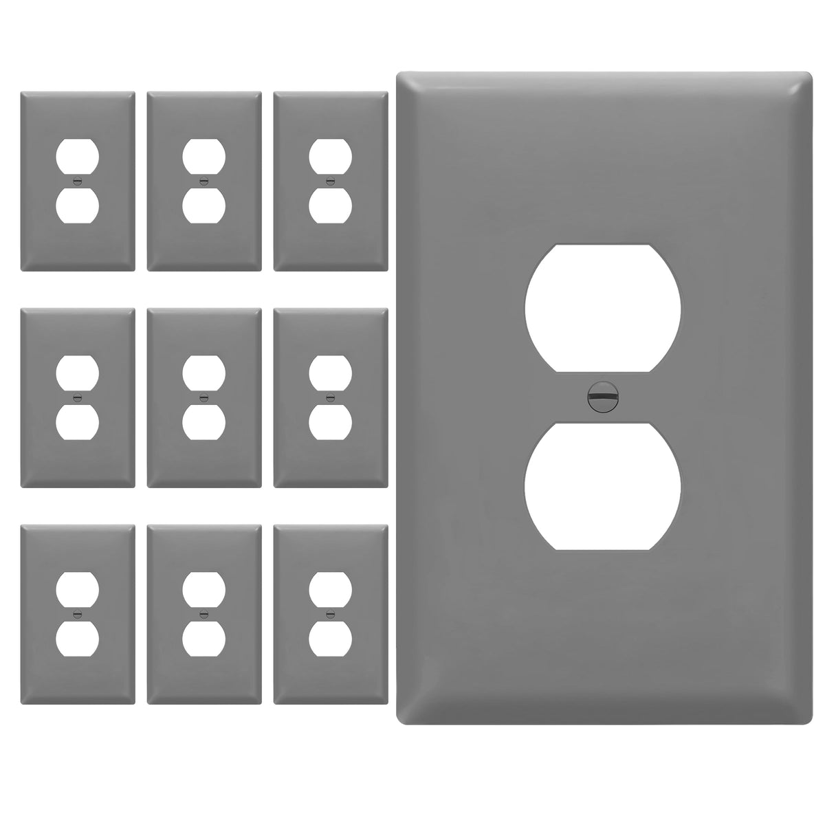 ENERLITES 10 Pack Outlet Covers Wall Plate for Duplex Receptacle, White