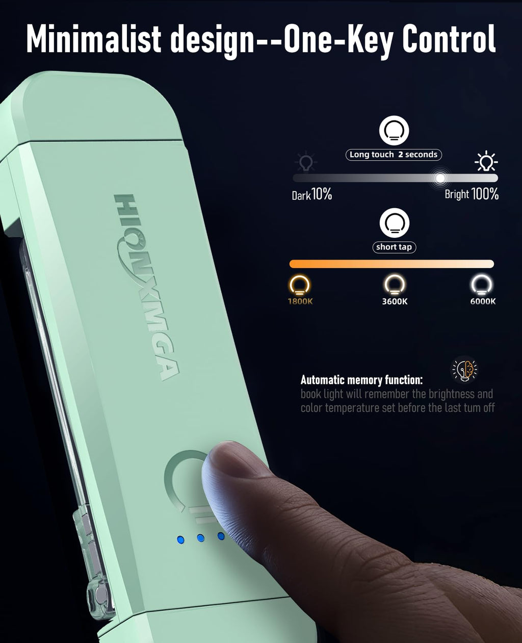 HIONXMGA Book Light,Rechargeable Reading Light for Books in Bed at Night