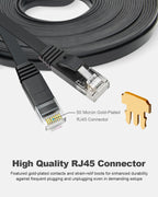 Yauhody CAT 6 Ethernet Cable 10m, Pure Copper High Speed Solid Flat CAT6