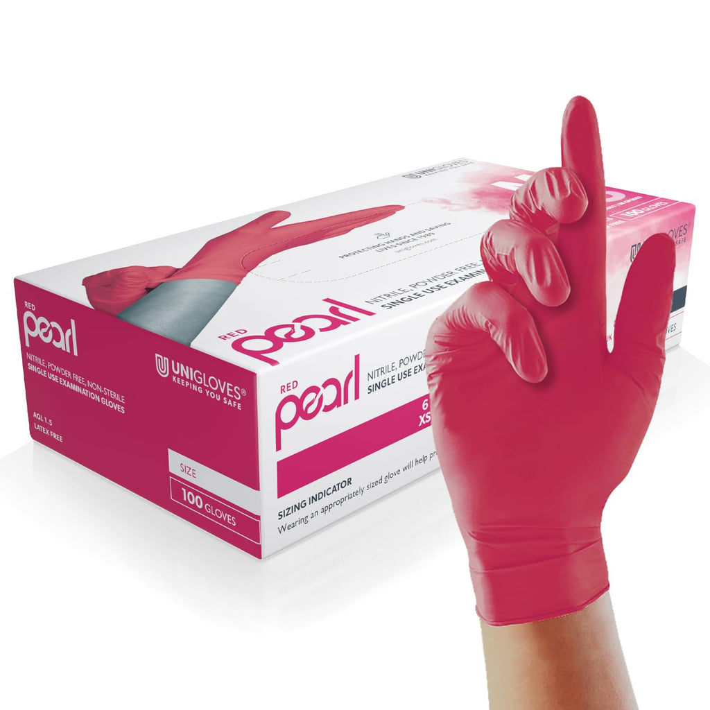 UNIGLOVES Black Pearl Nitrile Examination Gloves - Multipurpose, Powder Free and Latex Free Disposable Gloves - Box of 100 Gloves, Black, Large (GP0034)