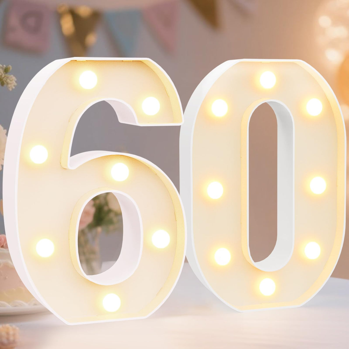 Pooqla 2.4FT Light Up Numbers, Marquee Numbers 2.4 Feet Tall Party Decor for Her Him, Mosaic Big Sign for 7th 17th 70th Birthday Anniversary Decoration Backdrop, Large Pre-Cut Frame Number 7