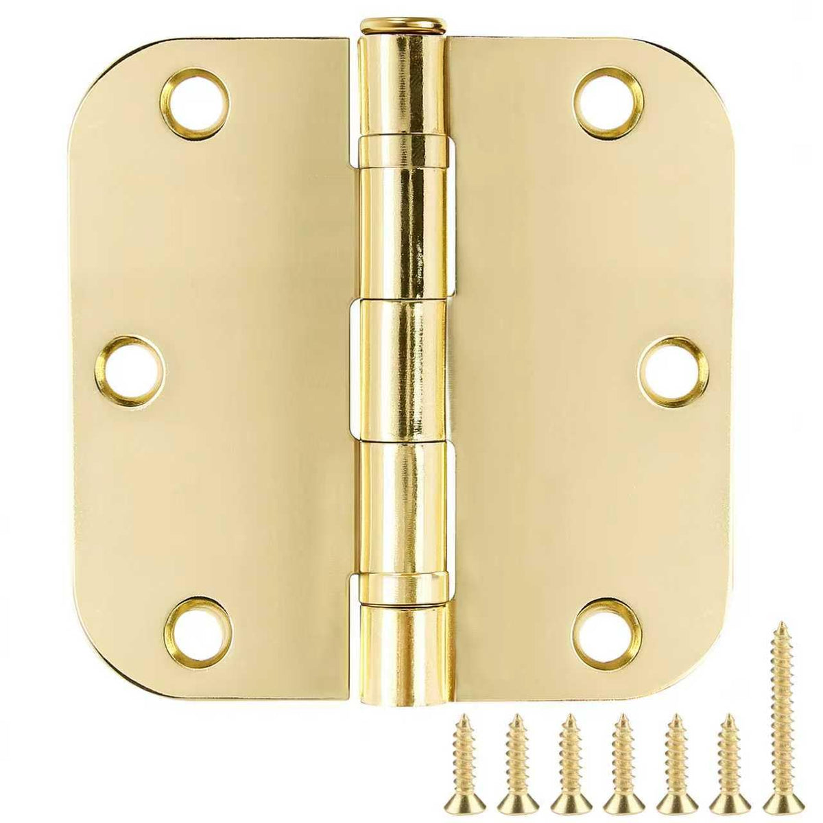 TDCHINGES Rounded Door Hinges 3.5" X 3 1/2 Inch Antique Brass 5/8" Radius