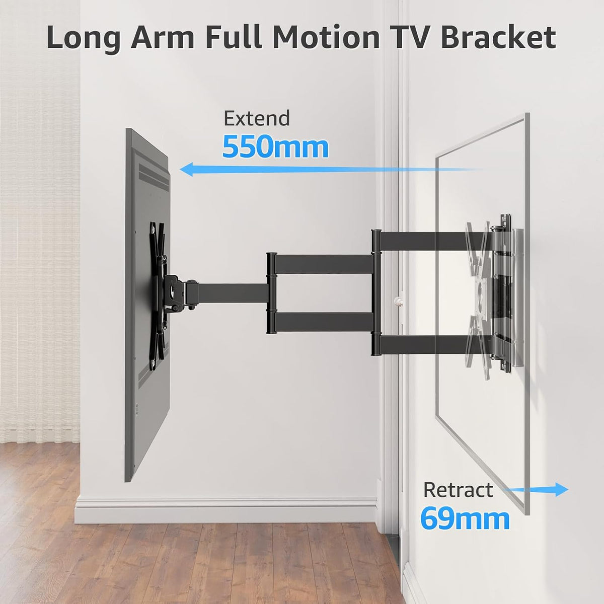 MOUNTUP 550 mm Long Arm TV Wall Bracket for 14–42 Inch TVs & Monitors