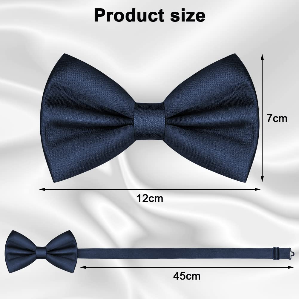 URAQT Men Pre-Tied Solid Satin Bow Tie, Adjustable Formal Bowtie