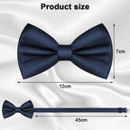 URAQT Men Pre-Tied Solid Satin Bow Tie, Adjustable Formal Bowtie