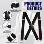 Aomig Mens Braces, Mens Suspenders with Strong Metal Clips, 3.5cm Wide Heavy Duty Suspenders for Men Women Business Wedding Casual