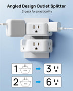TROND Multi Plug Outlet Extender with USB, 2 Pack Plug Splitter