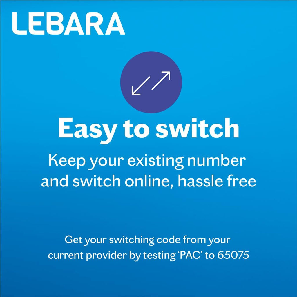 Lebara Mobile SIM Card: 5GB Data SIM Only Plan for £2.50, Half Price for First 3 Months, No Contract, UK Calls, Texts, International Minutes, EU and India Roaming Included, Fits All Devices