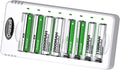 Granicell Rechargeable Batteries with Charger, 8-Bay Smart Charger, Individual Slots, 4 AA 2800mAh and 4 AAA 1100mAh Low Self-Discharge NiMH Batteries
