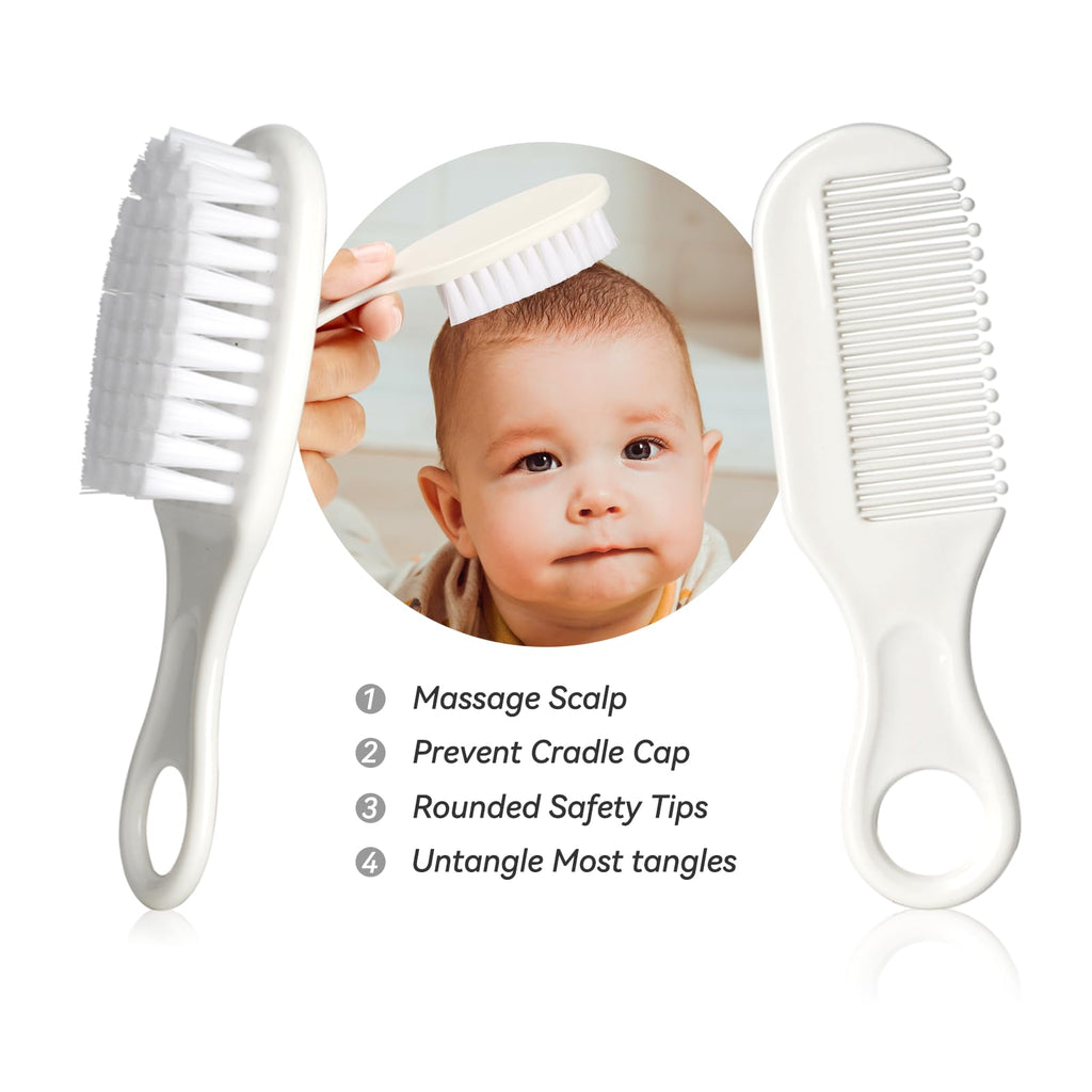 Qunlions life Baby Healthcare and Grooming Kit, Infant Safety Care Set with Hair Brush Comb Nail Clipper, Baby Essentials Kit for Newborn Girls Boys (Green 14 in 1）