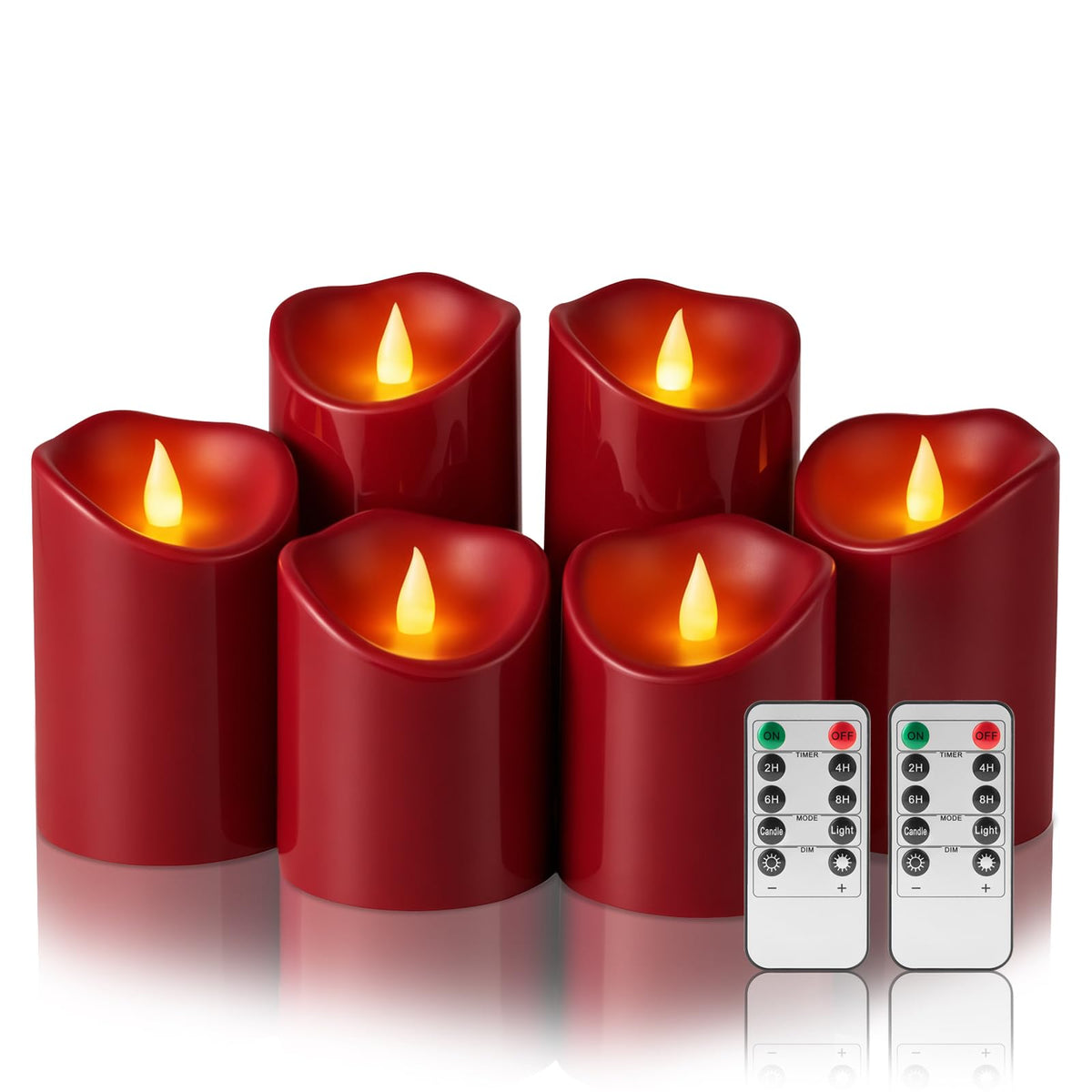 Outdoor Flameless Candles, Patented 3D Dual-LED, Set of 2 Slanted Plastic Pillars with Remote, Waterproof Non-Melting Battery Operated Decor for Bathroom Bedroom Gift, Black (D3 x H6)