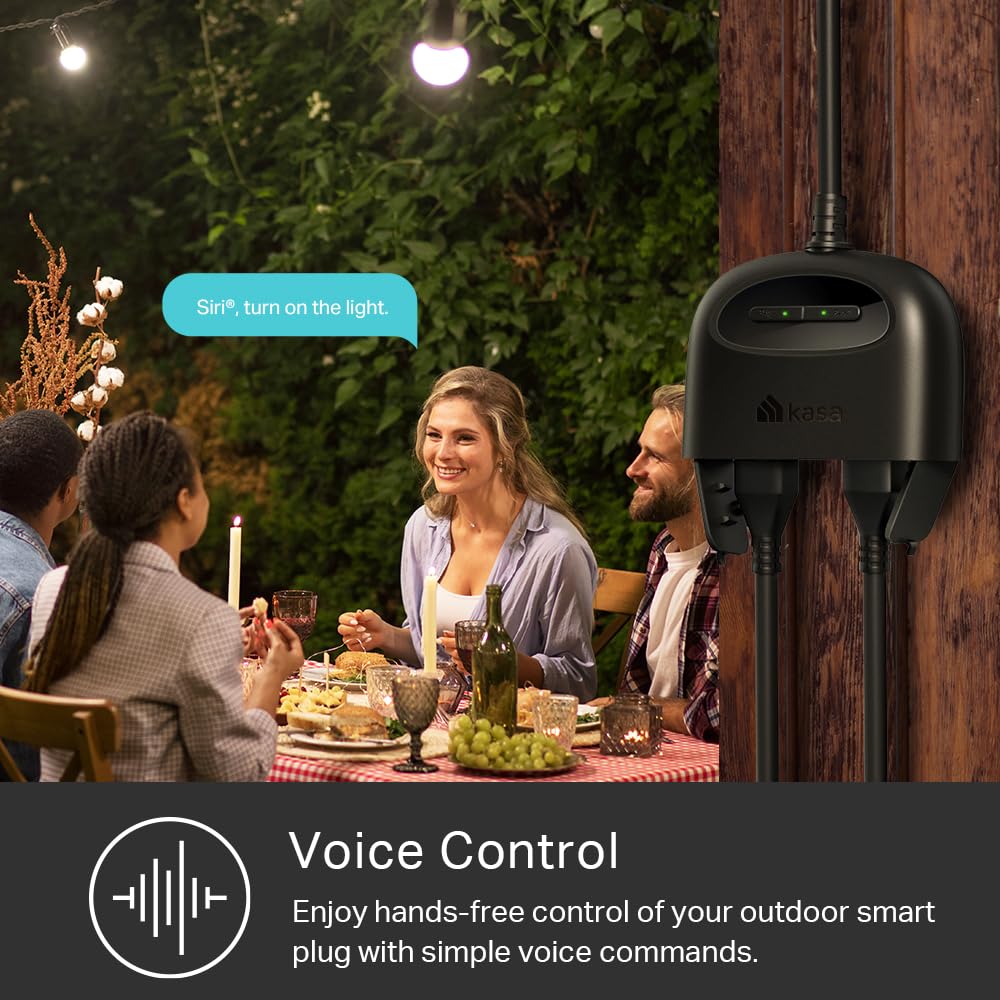 Kasa Outdoor Smart Plug, Smart Home Wi-Fi Outlet with 2 Sockets, EP40