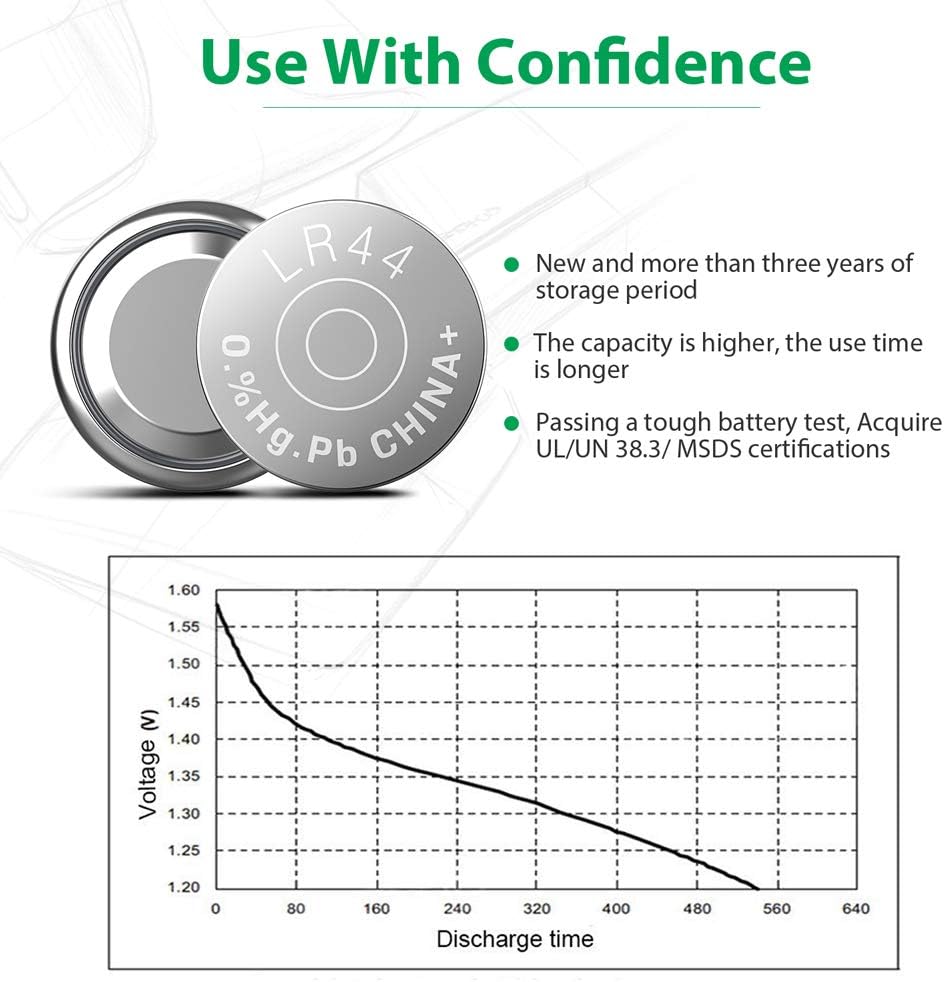LiCB 20 PCS LR44 AG13 357 303 SR44 A76 Battery 1.5V Button Coin Cell Batteries for Small Electronics