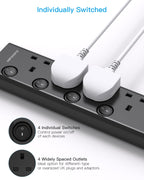 Extension Lead with USB Slots(2 USB C), 4 Way Plug Extension Socket, 1.8M