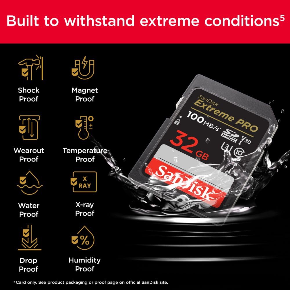 SanDisk 1TB Extreme PRO SDXC card, SD Card, V60 Memory card, 6K & 4K UHD, up to 280 MB/s, Shock, Temperature, Water and X-Ray Proof, RescuePro Deluxe data recovery software, UHS-II, Class 10, U3