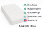 Toddler Cot Mattress 120 x 60 x 5 cm – Extra Thick Baby Mattress for Cot Beds – Quilted Polypropylene Cover – Firm Foam Support, Removable Cover – UK Made