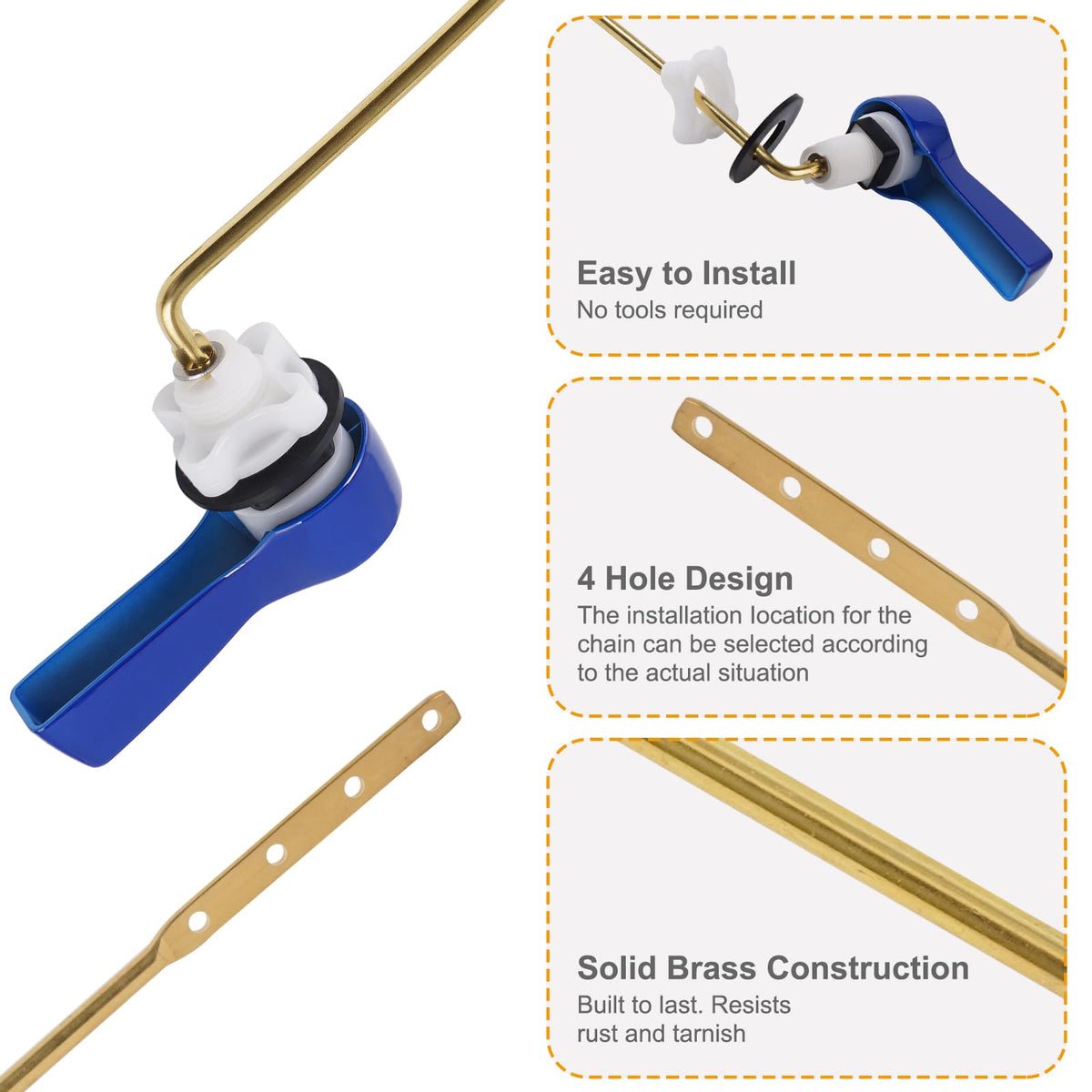 Hibbent Universal Metal Front Mount Toilet Handle Replacement Kit