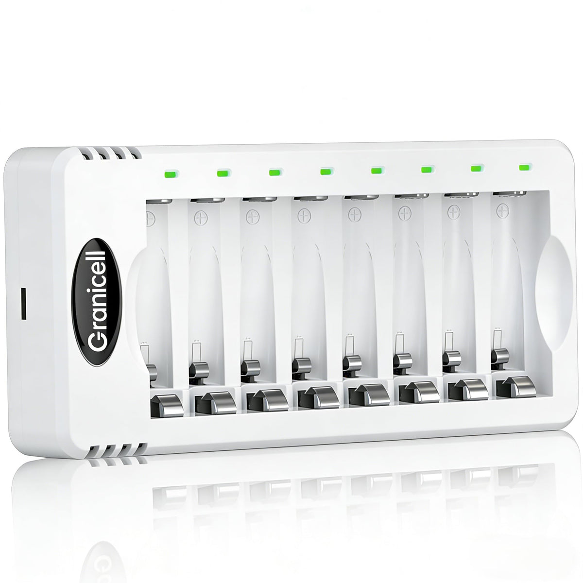 Granicell Rechargeable Batteries with Charger, 8-Bay Smart Charger, Individual Slots, 4 AA 2800mAh and 4 AAA 1100mAh Low Self-Discharge NiMH Batteries