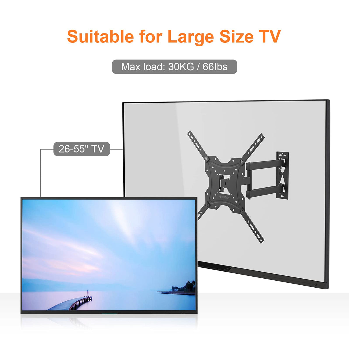 GRIFEMA Tilt TV Wall Bracket for 26 to 65 Inch TVs