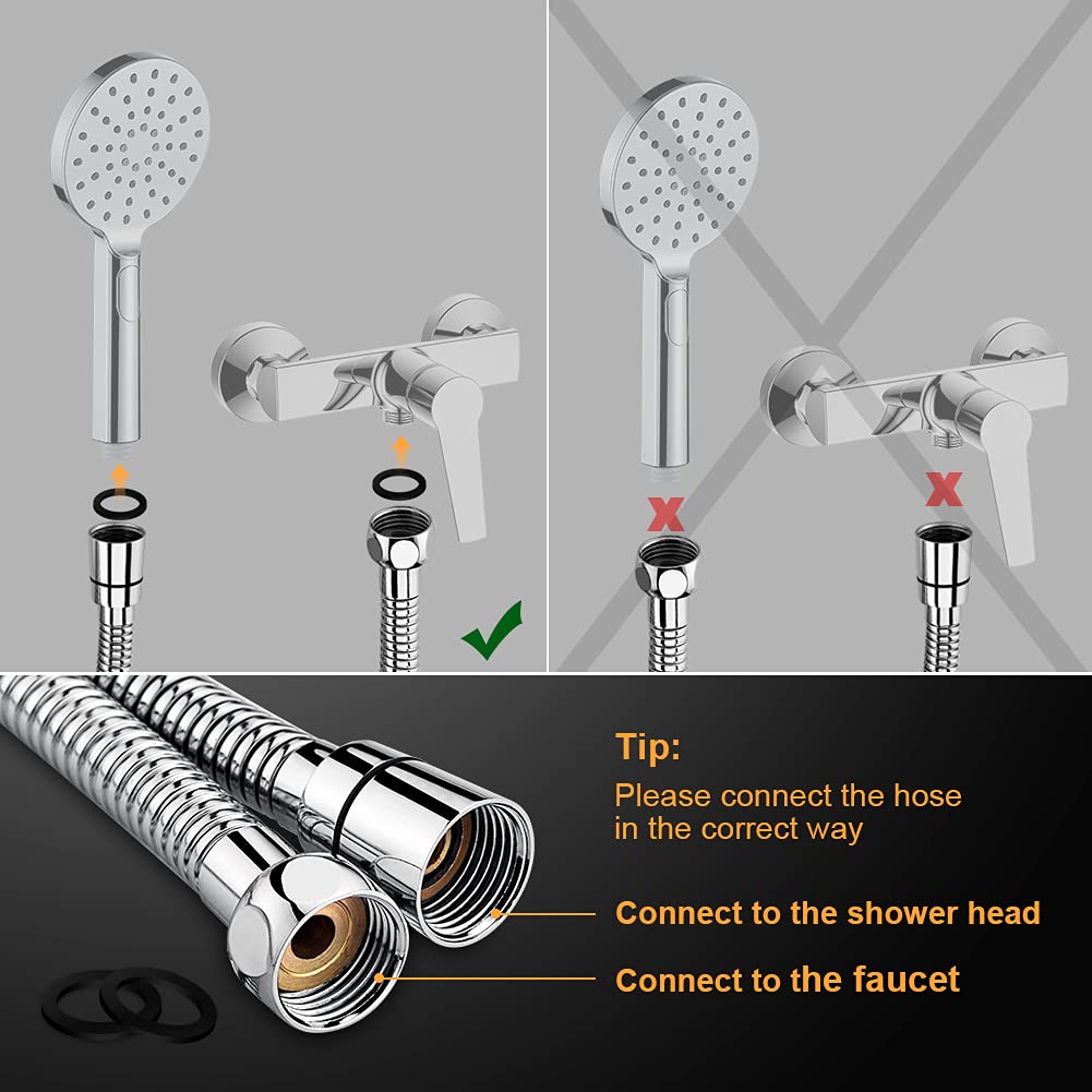 Shower Hose 3m, GRIFEMA G851-30 Stainless Steel Shower Pipe, Anti-Kink