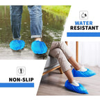 WUJUN 100/200 Pack Blue/Black Disposable Shoes Covers Boot Cover Waterproof, Dust-proof, Non-slip, One Size Fit Most, Protect Your Shoes, Carpets and Floors. Cleaning Accessories