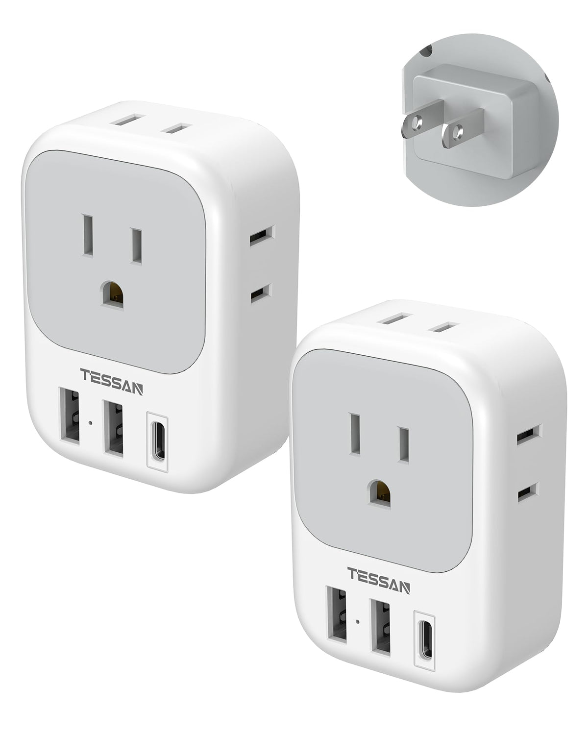 TESSAN European Travel Plug Adapter 2 Pack, Type C Plug