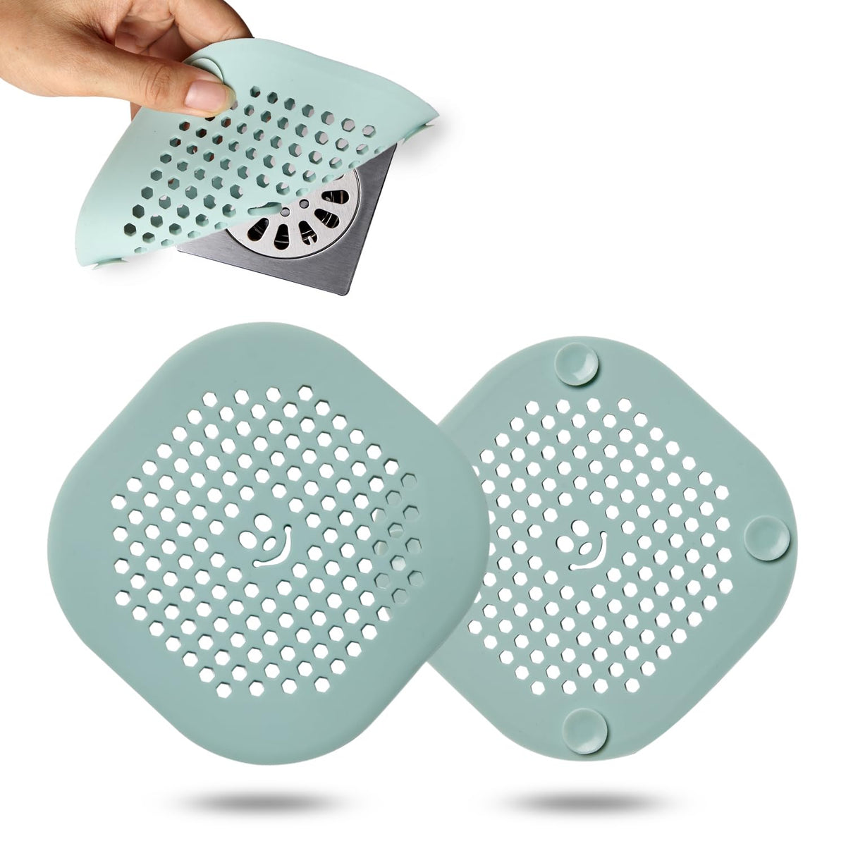 2 Pack Drain Hair Catcher Silicone Drain Cover Hair Stopper with Suction Cup for Shower Kitchen Bathroom Light Purple