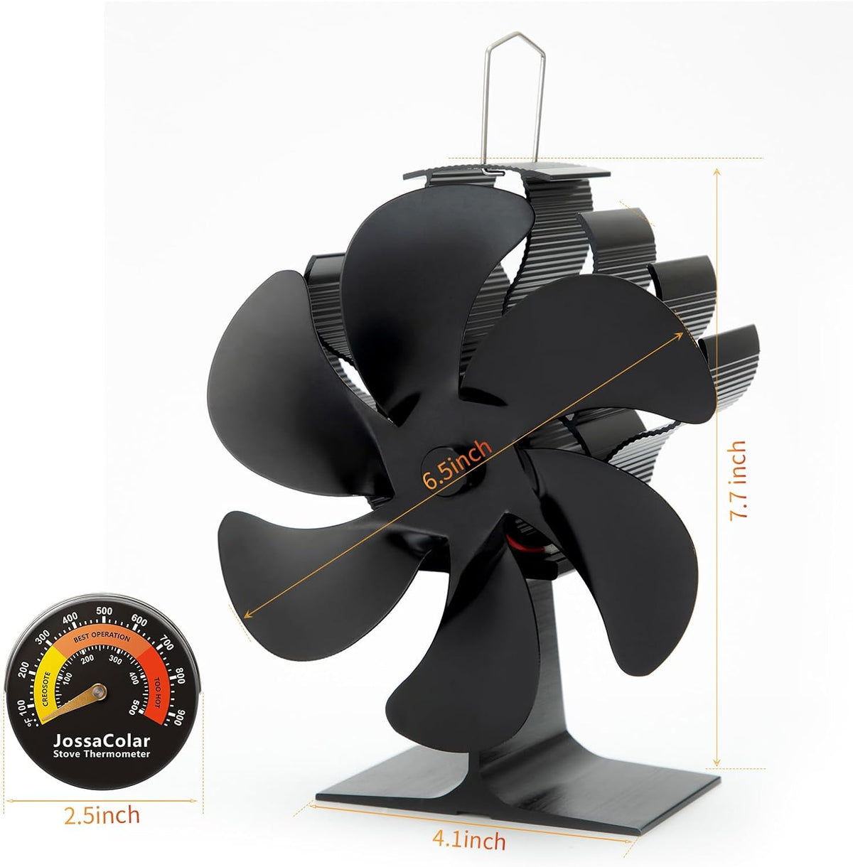 JossaColar Log Burner Fan Silent Operation | 6-Blade Stove Fans Log Burners | Wood Burner Fans Heat Powered | Fan for Wood Burning Stove | Fireplace Accessories Tools