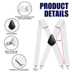 Aomig Mens Braces, Mens Suspenders with Strong Metal Clips, 3.5cm Wide Heavy Duty Suspenders for Men Women Business Wedding Casual