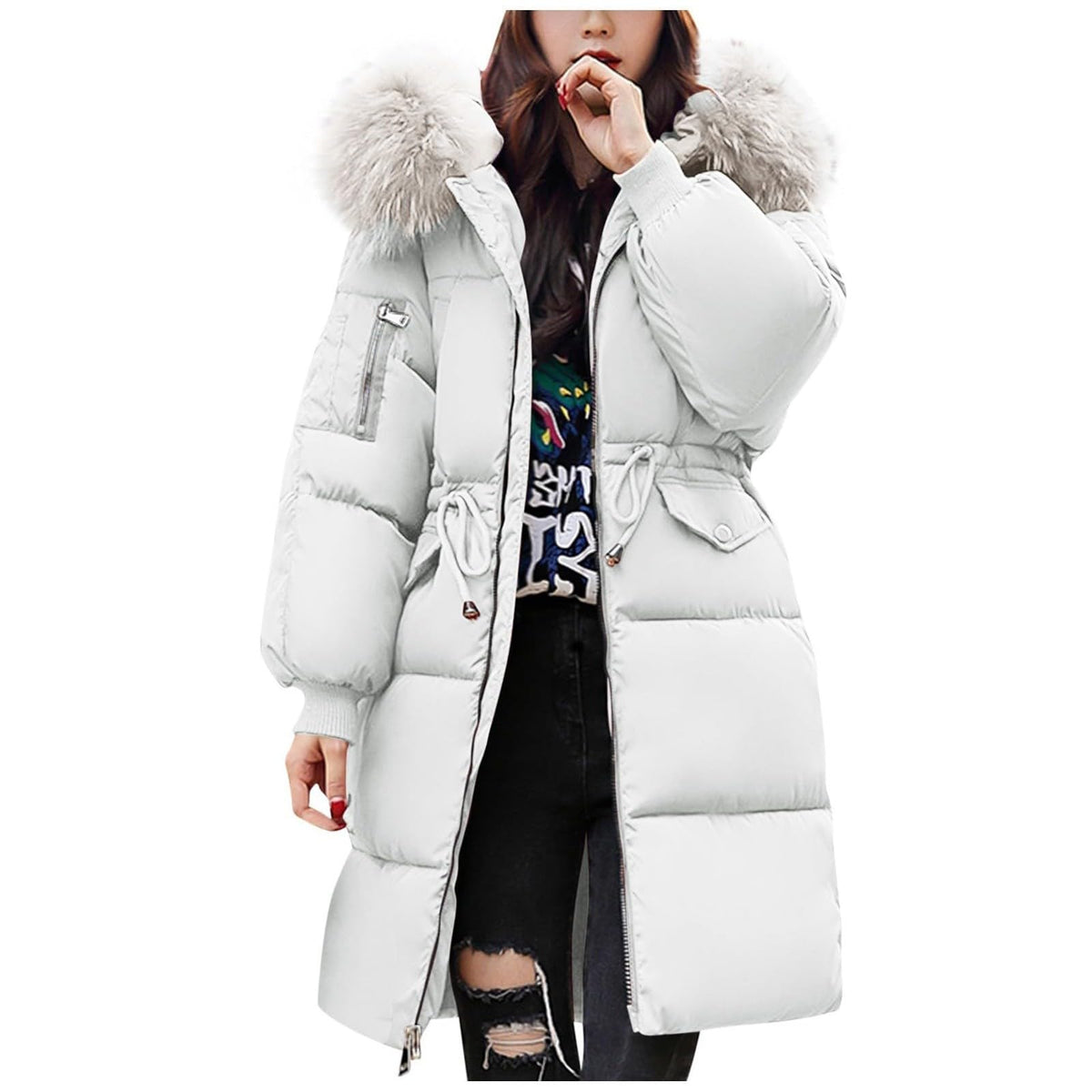 Winter Coats for Women Uk Fleece Jacket Womens Warm Outwear Windproof Plus Size Ladies Trench Coat Baggy Fleece Lined Quilted Puffer Jackets with Hood for Cold Weather
