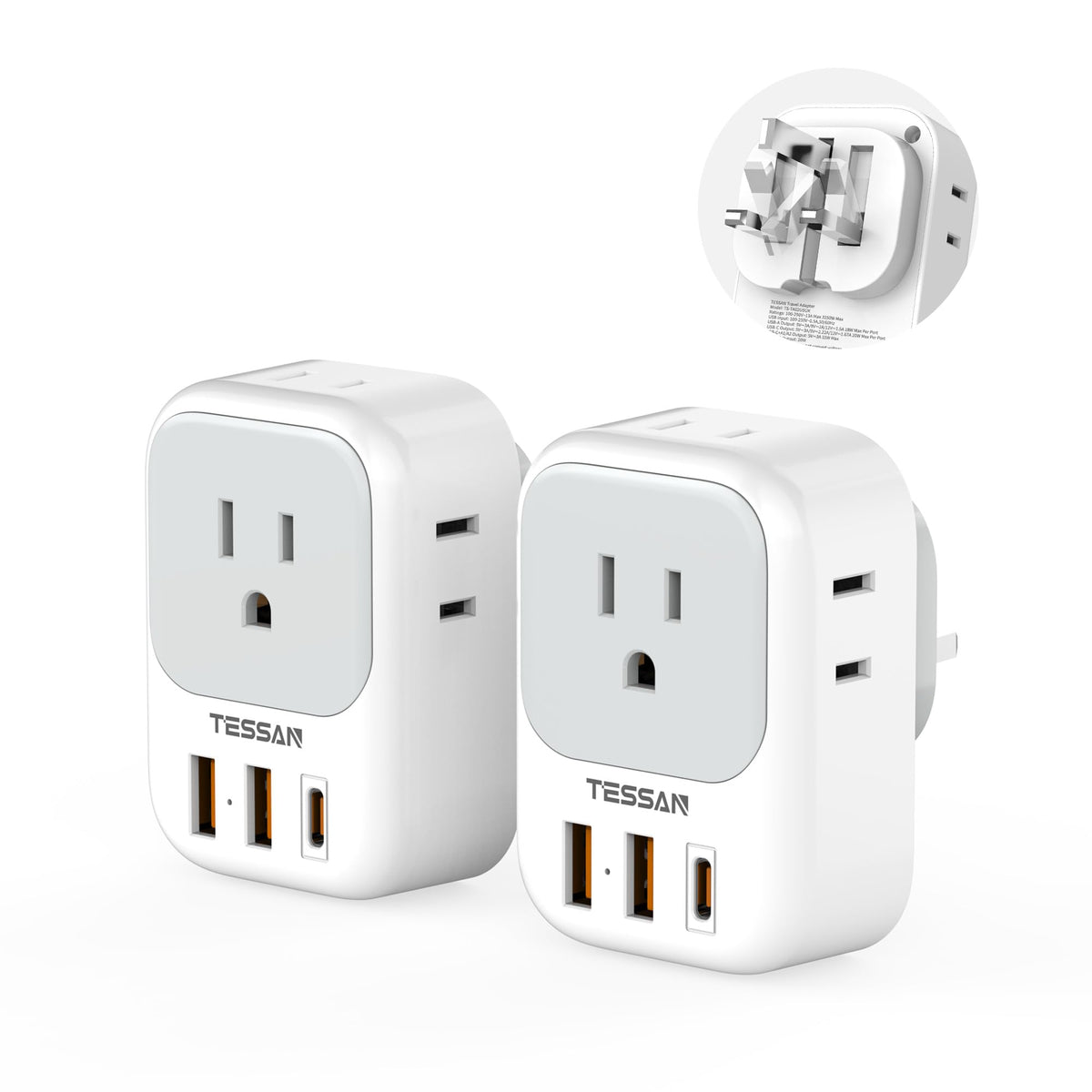 TESSAN European Travel Plug Adapter 2 Pack, Type C Plug