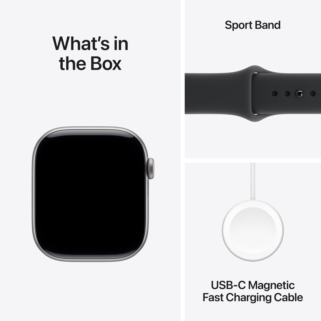 Apple Watch Series 11 GPS 42mm Smartwatch with Space Grey Aluminium Case with Black Sport Band S/M. Sleep Score, Fitness Tracker, Health Monitoring, Always-On Display, Water Resistant