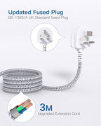 Extension Lead with USB Slots, 6 Way Outlets 5 USB (5A, 3 USB- C Port),1.6M