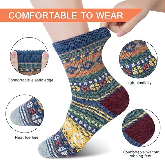 Ladies Socks Wool Thermal Fluffy Gifts For Women 5 Pairs