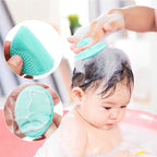 Baby Bath Brush, Baby Cradle Cap Brush, Silicone Massage Brush, Silicone Scrubbers Exfoliator Brush, Baby Skin Scrubbers Essential for Dry Skin, Cradle Cap and Eczema 2 Pack (Small-Blue&Green)