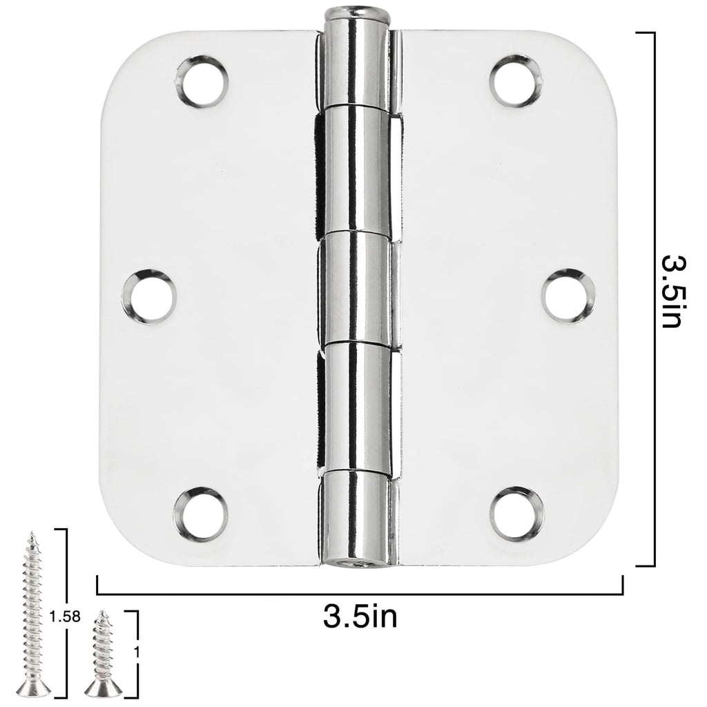 TDCHINGES Rounded Door Hinges 3.5" X 3 1/2 Inch Antique Brass 5/8" Radius