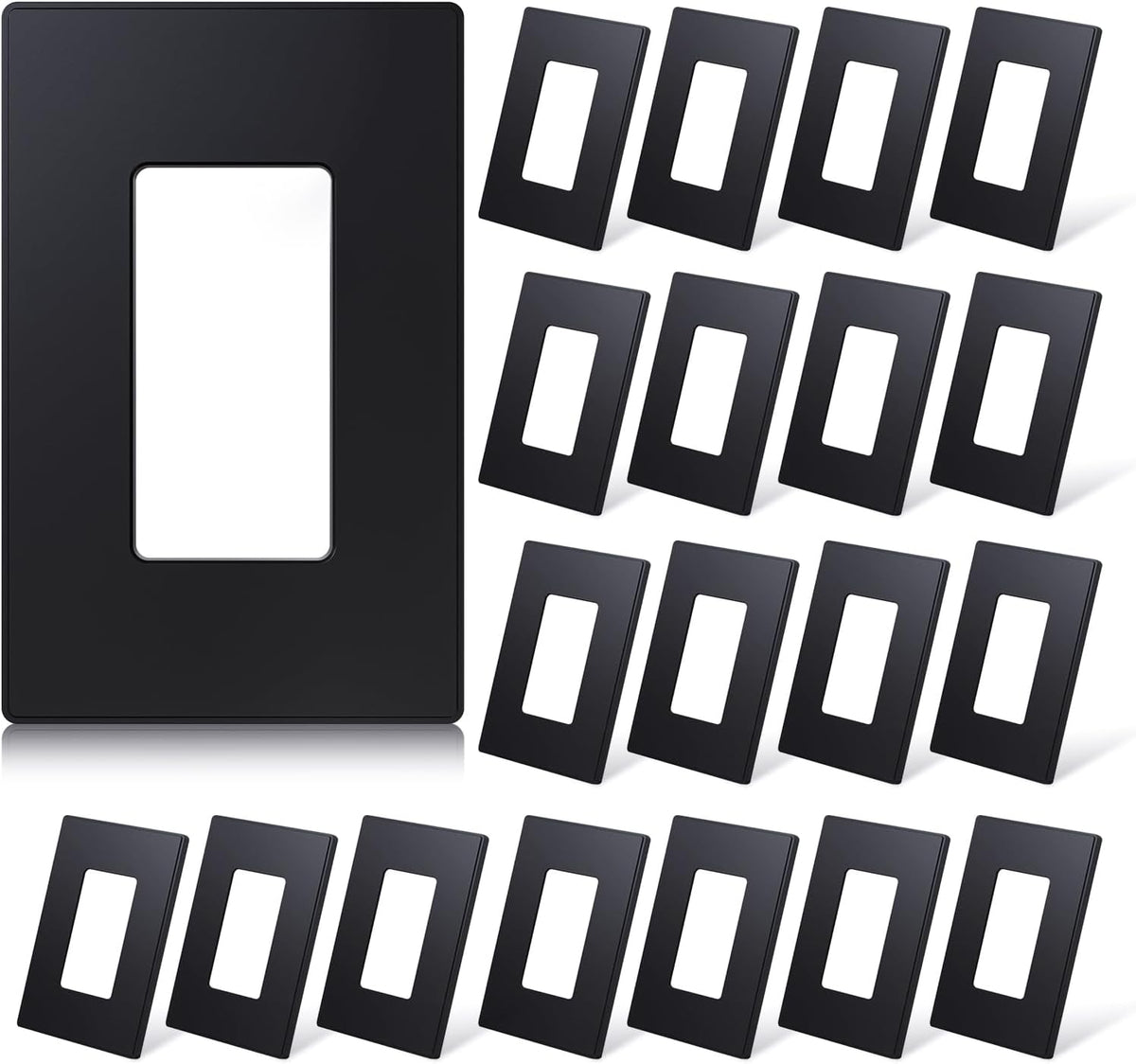 ELEGRP 2-Gang Screwless Decorative Wall Plates, Mid-Size 4.88" height x 4.94" length Unbreakable Thermoplastic Faceplate Cover for Decorator Receptacle Outlet & Switch, UL Listed (5 Pack, Matte White)