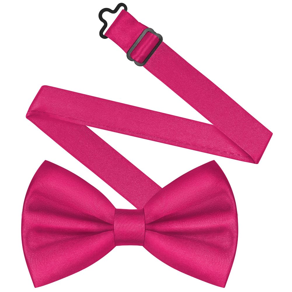 URAQT Men Pre-Tied Solid Satin Bow Tie, Adjustable Formal Bowtie