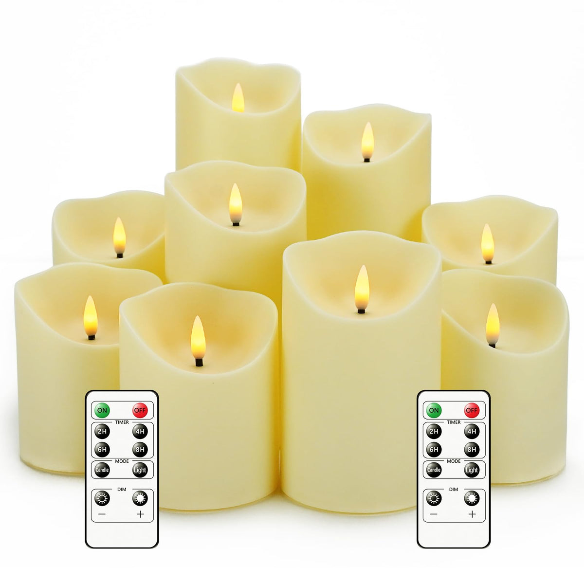 Nimiko Flameless Candles with Remote, Battery Operated Flickering Flameless Candles, LED Candles with Timer 2/4/6/8H, with Realistic LED Candles Set of 12 (D2.2 x H 5" 6" 7") (Black)