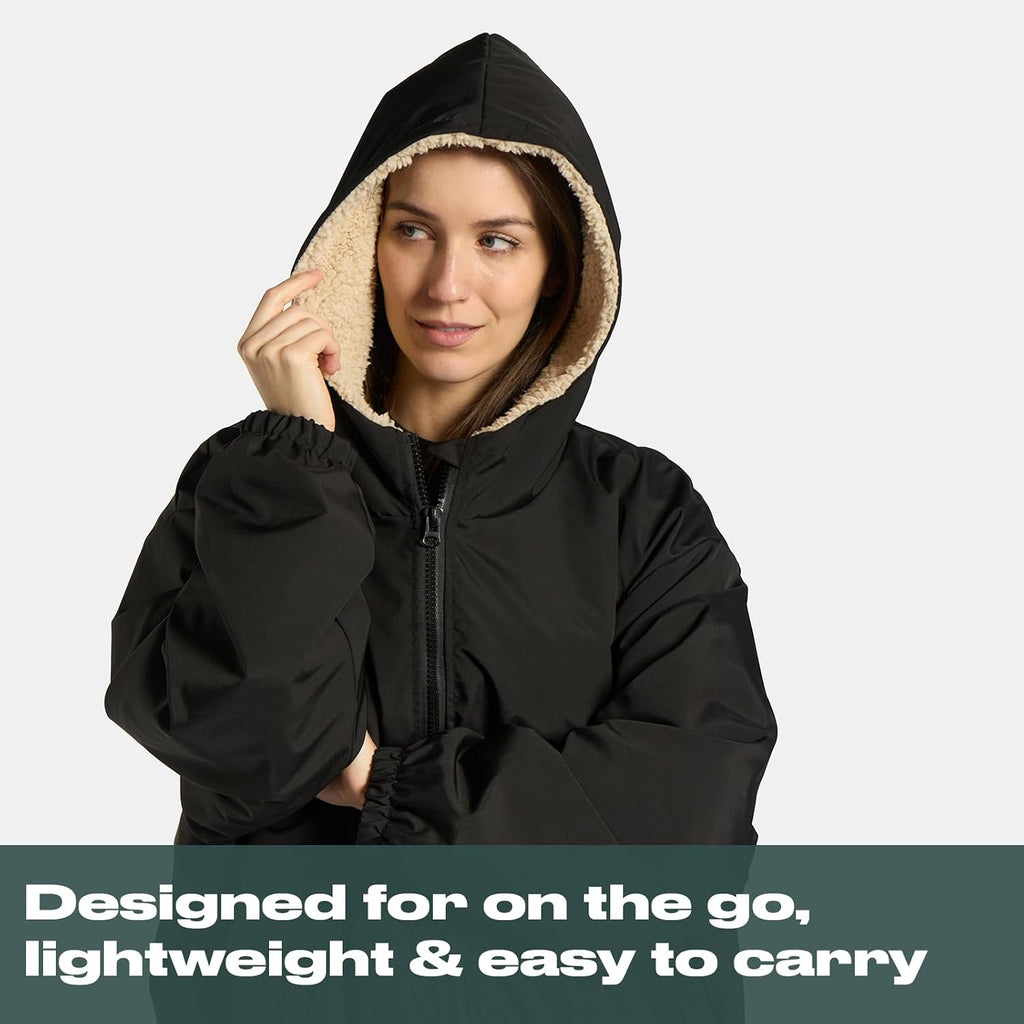 OHS Adults Drying Robe, Gifts for Women Outdoor Water-Resistant Changing Robe Womens Jacket Comfy Sherpa Privacy Robes for Women Men, Stay Dry Swimming Camping Drying Robes - S/M, L/XL