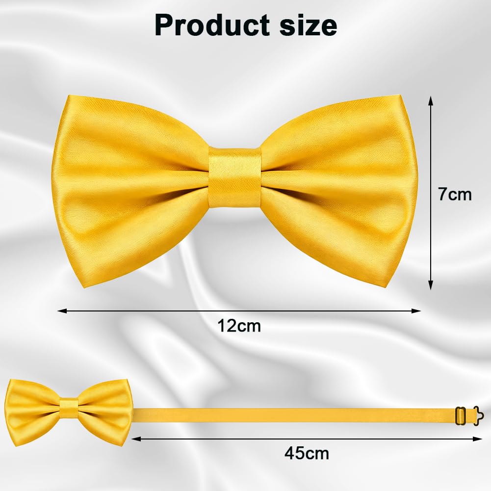 URAQT Men Pre-Tied Solid Satin Bow Tie, Adjustable Formal Bowtie