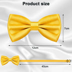 URAQT Men Pre-Tied Solid Satin Bow Tie, Adjustable Formal Bowtie