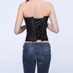 PhilaeEC Women's Plus Size Bridal Lingerie Lace up Satin Boned Corset + G-string