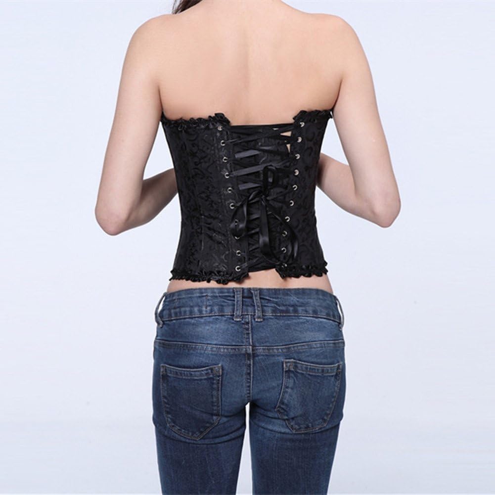 PhilaeEC Women's Plus Size Bridal Lingerie Lace up Satin Boned Corset + G-string